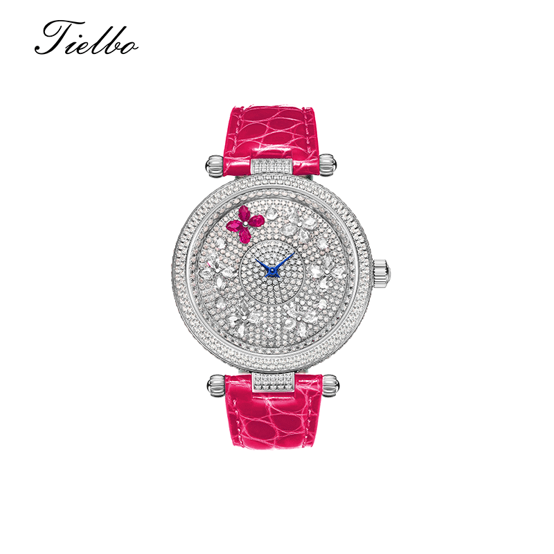 Women's Butterfly Watch – Rotating Dial, Iced-Out, 42mm T819L