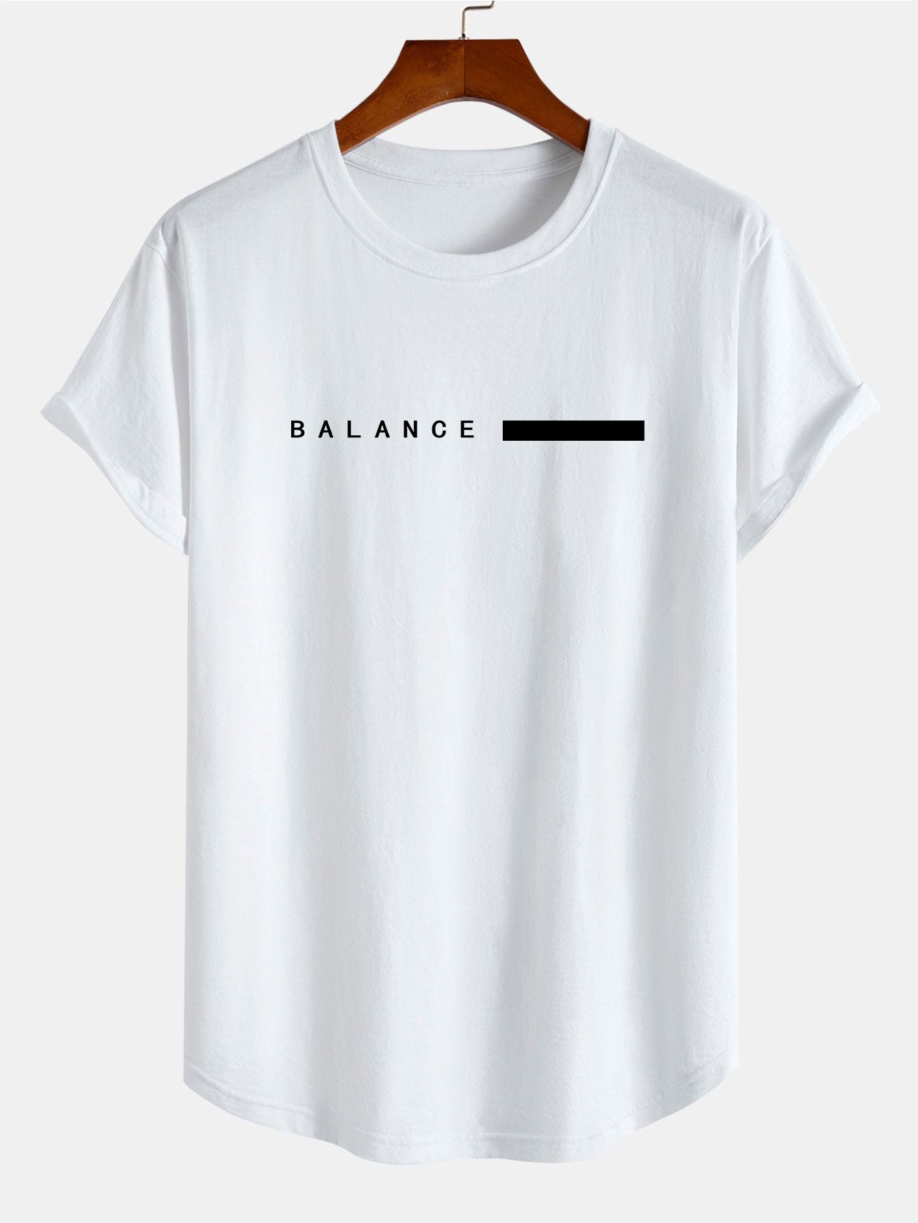 Balance Stripe Print Cotton Arc Hem T-Shirt - Naturzy
