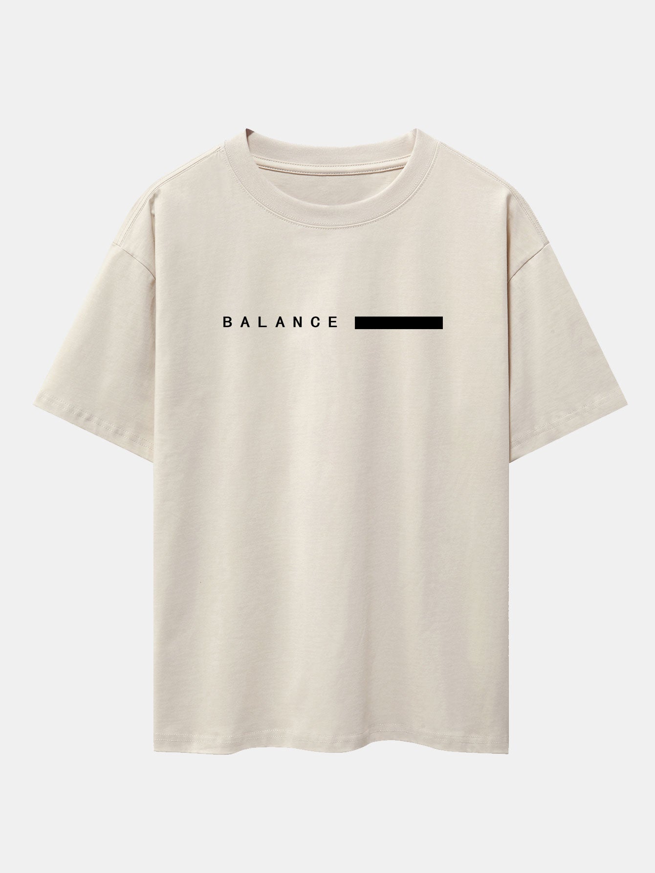 Balance Stripe Print Drop Shoulder Oversize T-Shirt - Naturzy