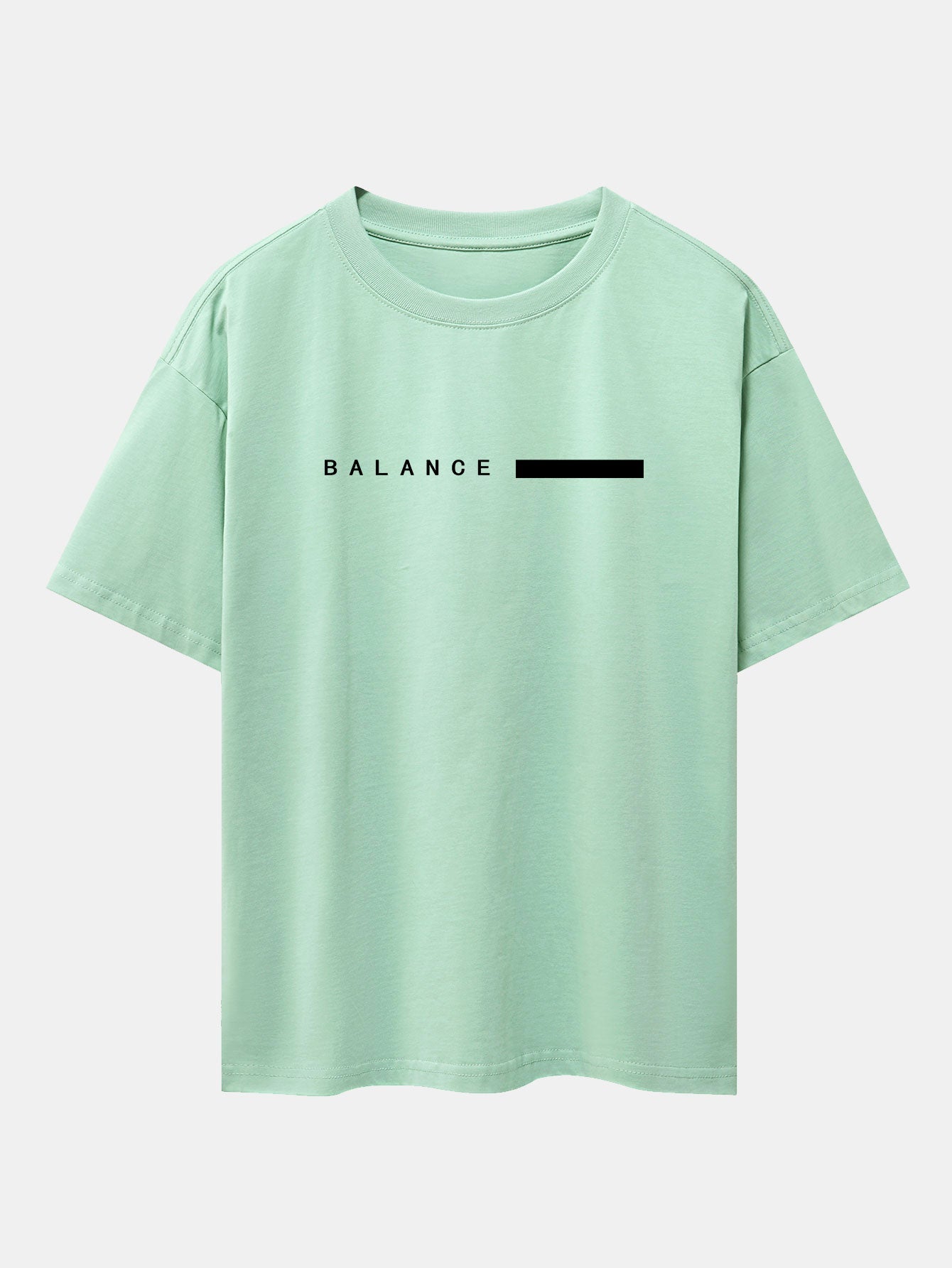 Balance Stripe Print Drop Shoulder Oversize T-Shirt - Naturzy