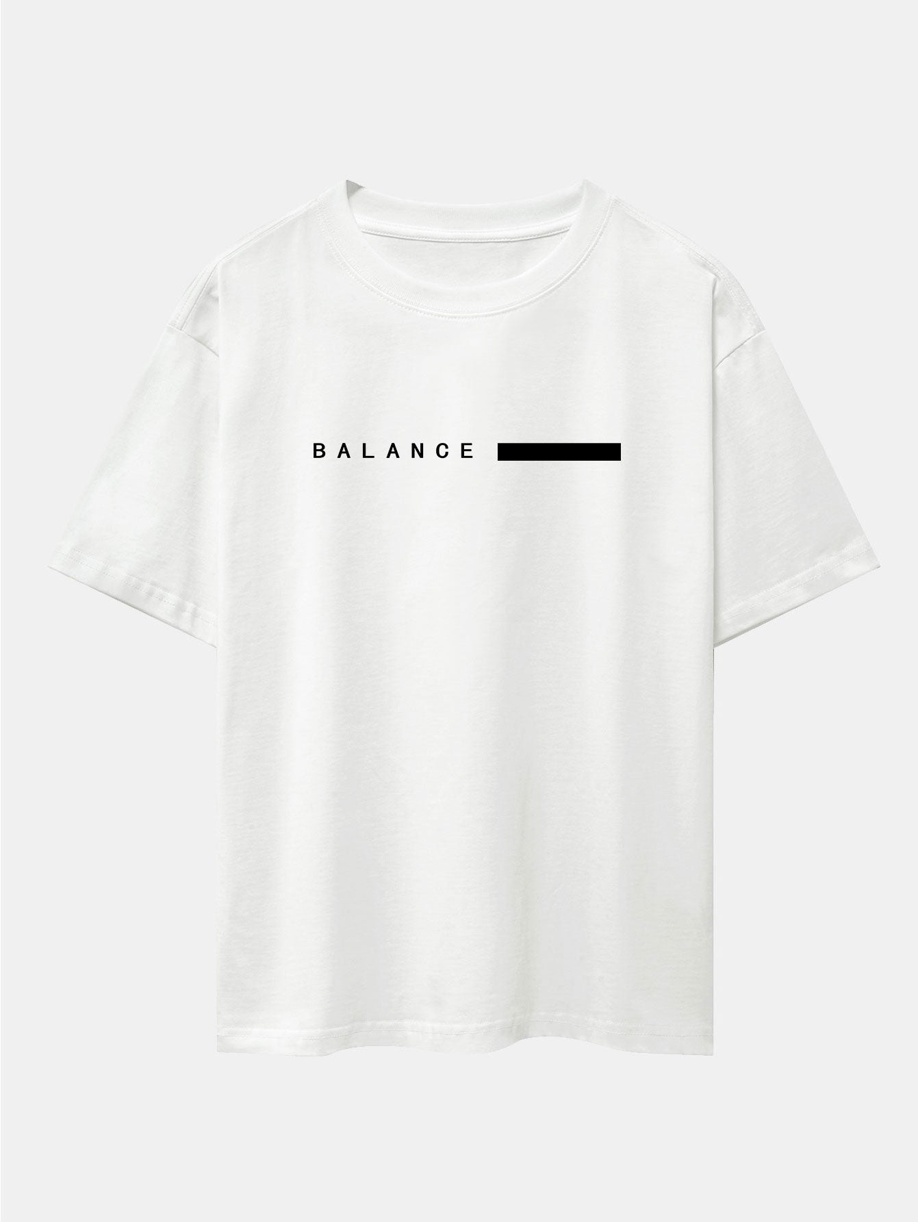 Balance Stripe Print Drop Shoulder Oversize T-Shirt - Naturzy