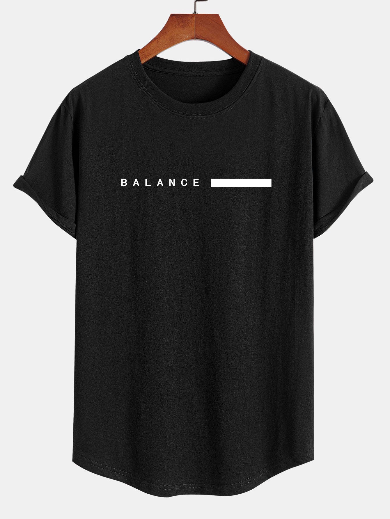 Balance Stripe Print Cotton Arc Hem T-Shirt - Naturzy