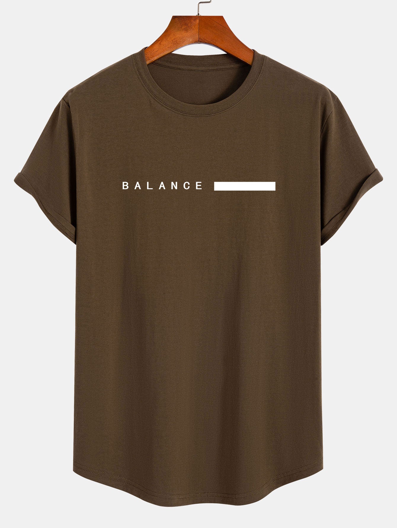 Balance Stripe Print Cotton Arc Hem T-Shirt - Naturzy