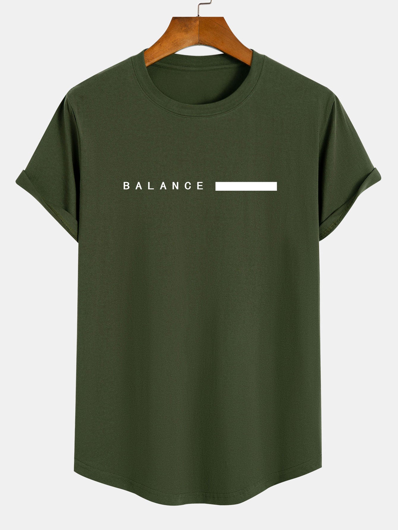 Balance Stripe Print Cotton Arc Hem T-Shirt - Naturzy