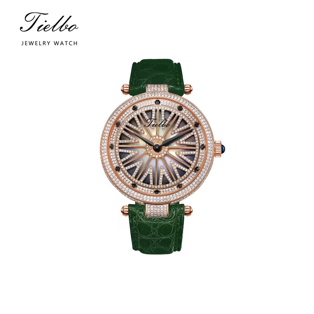 Women's Fortune Flow Watch – Rotating Dial, Iced-Out, 42mm T127L