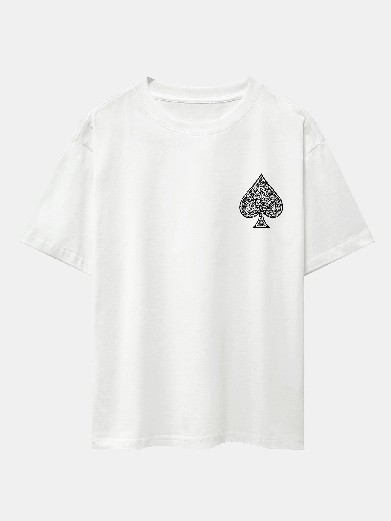 Ace Of Spades Print Drop Shoulder Oversize T-Shirt - Naturzy