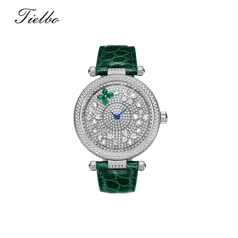 Women's Butterfly Watch – Rotating Dial, Iced-Out, 42mm T819L