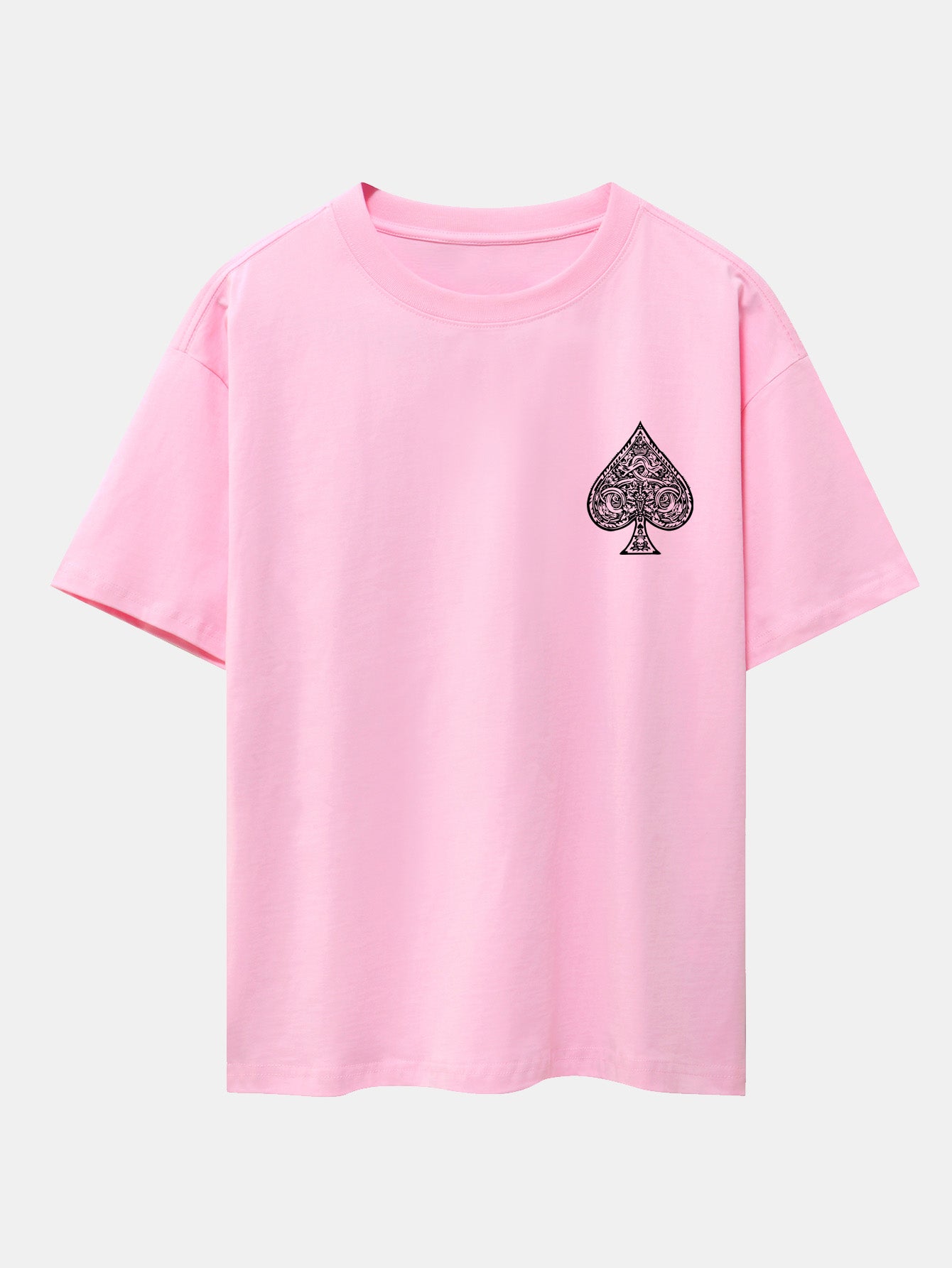 Ace Of Spades Print Drop Shoulder Oversize T-Shirt - Naturzy