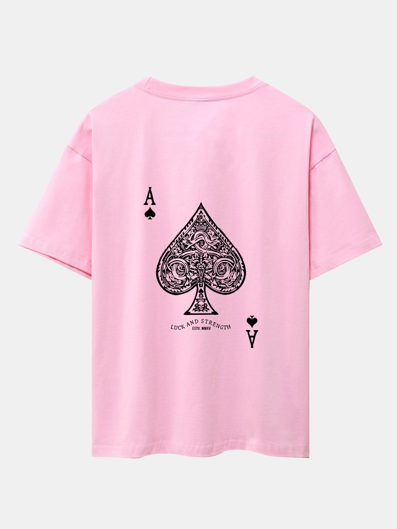 Ace Of Spades Print Drop Shoulder Oversize T-Shirt - Naturzy