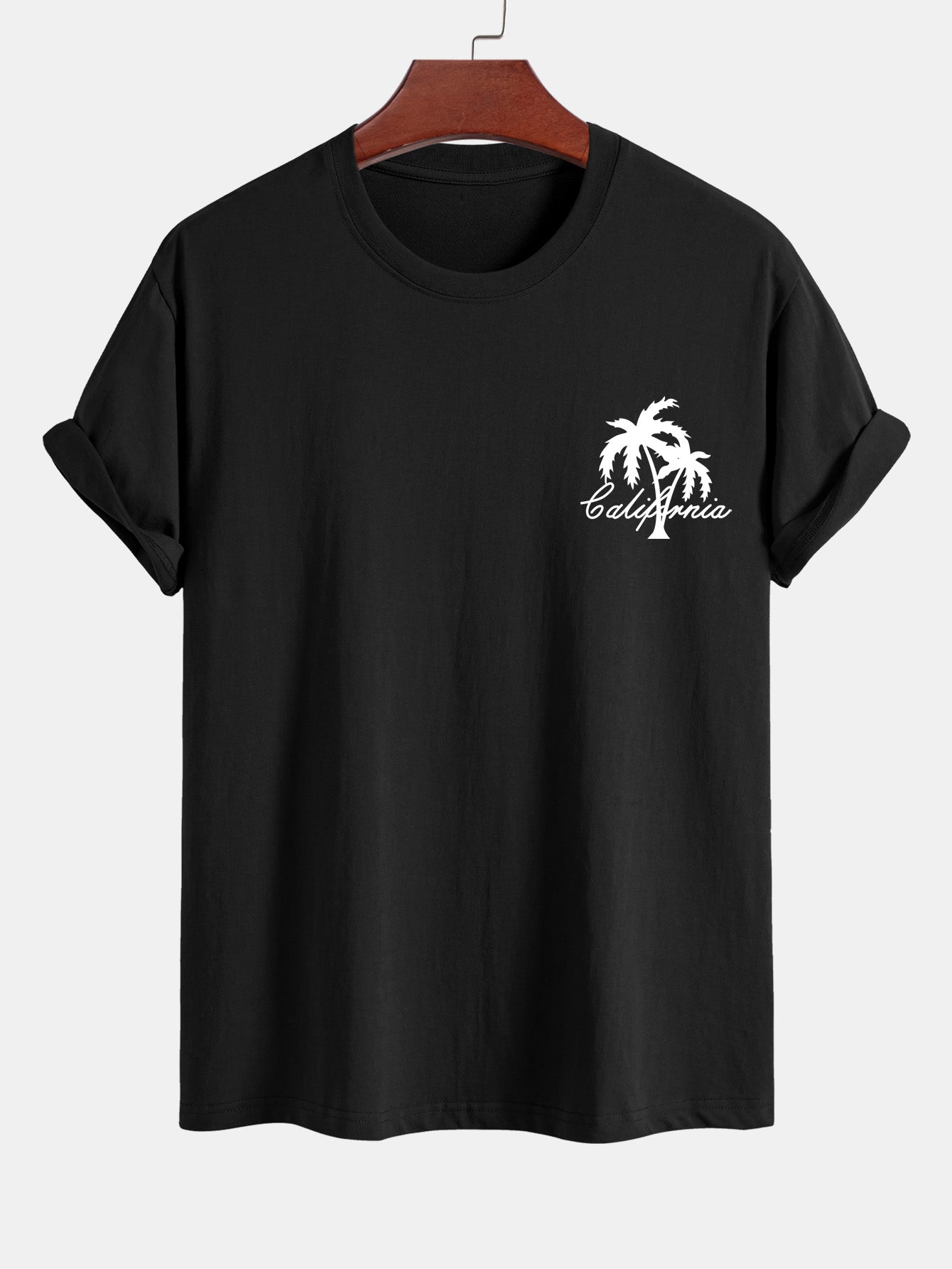 California Palm Tree Print Cotton T-Shirt & Swim Shorts