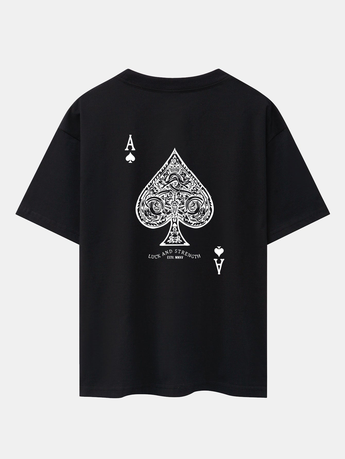 Ace Of Spades Print Drop Shoulder Oversize T-Shirt - Naturzy
