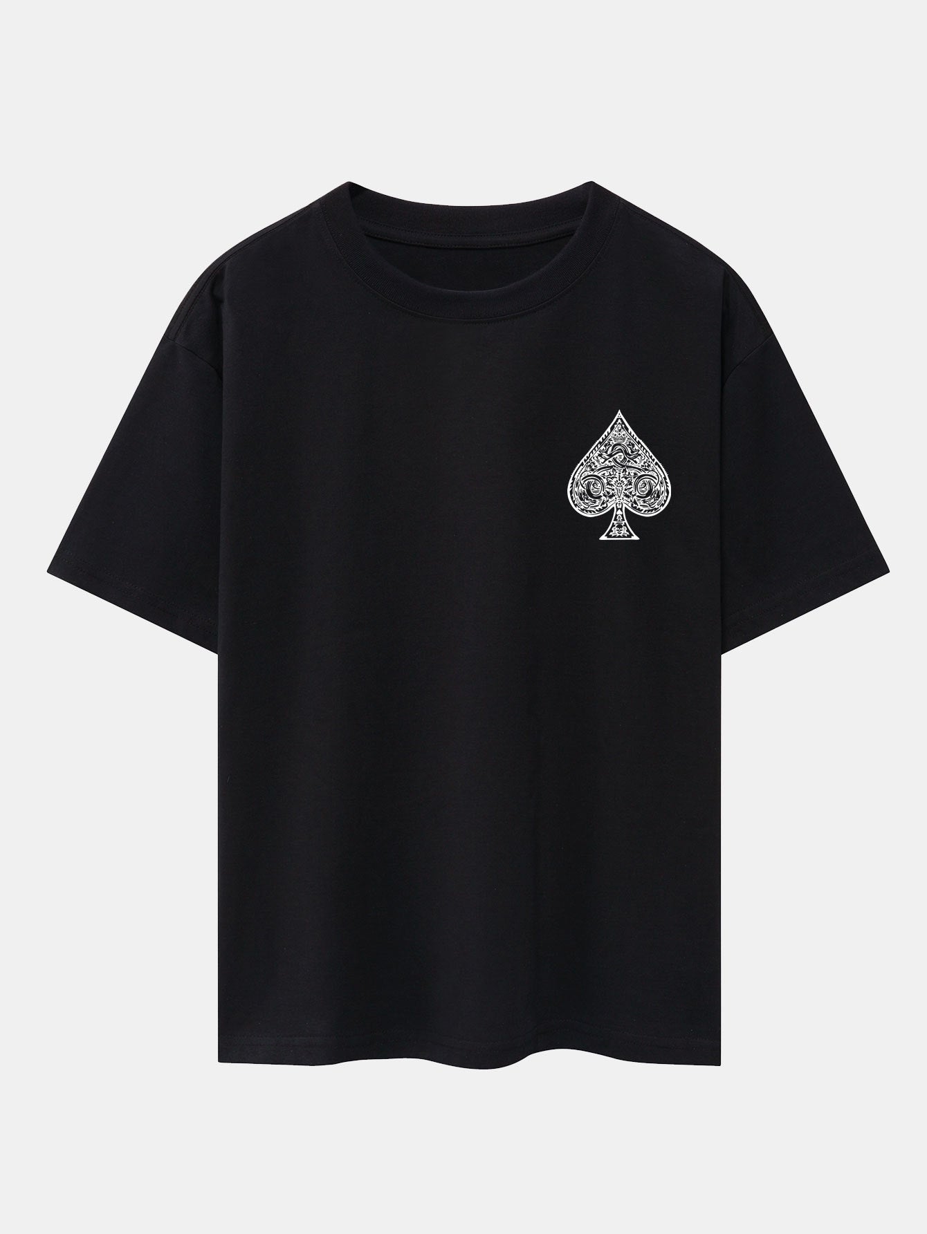 Ace Of Spades Print Drop Shoulder Oversize T-Shirt - Naturzy
