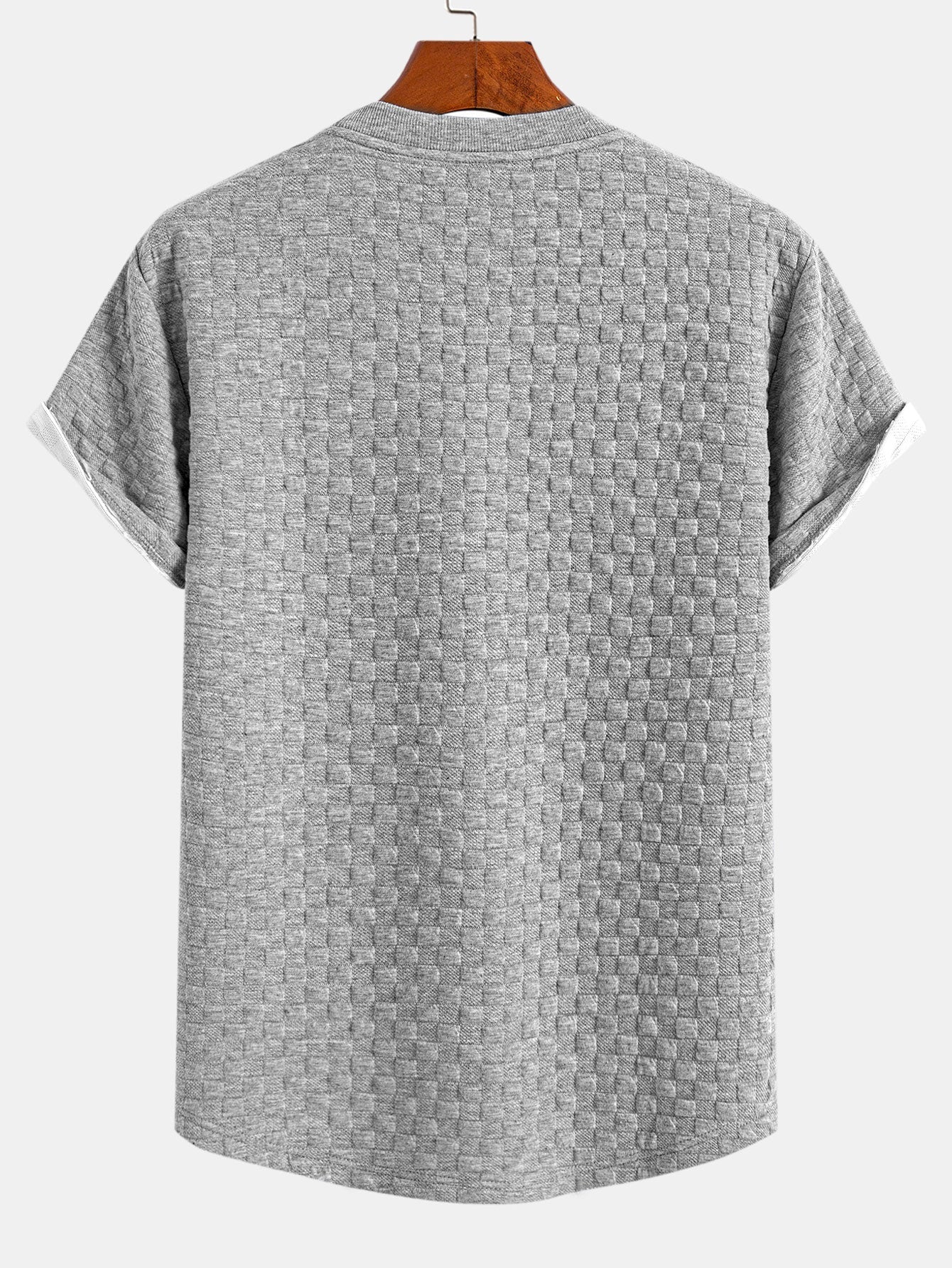 Checkerboard Jacquard  Arc Hem T-Shirt - Naturzy