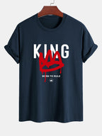 Regular Fit Crown King Print Cotton T-Shirt - Naturzy