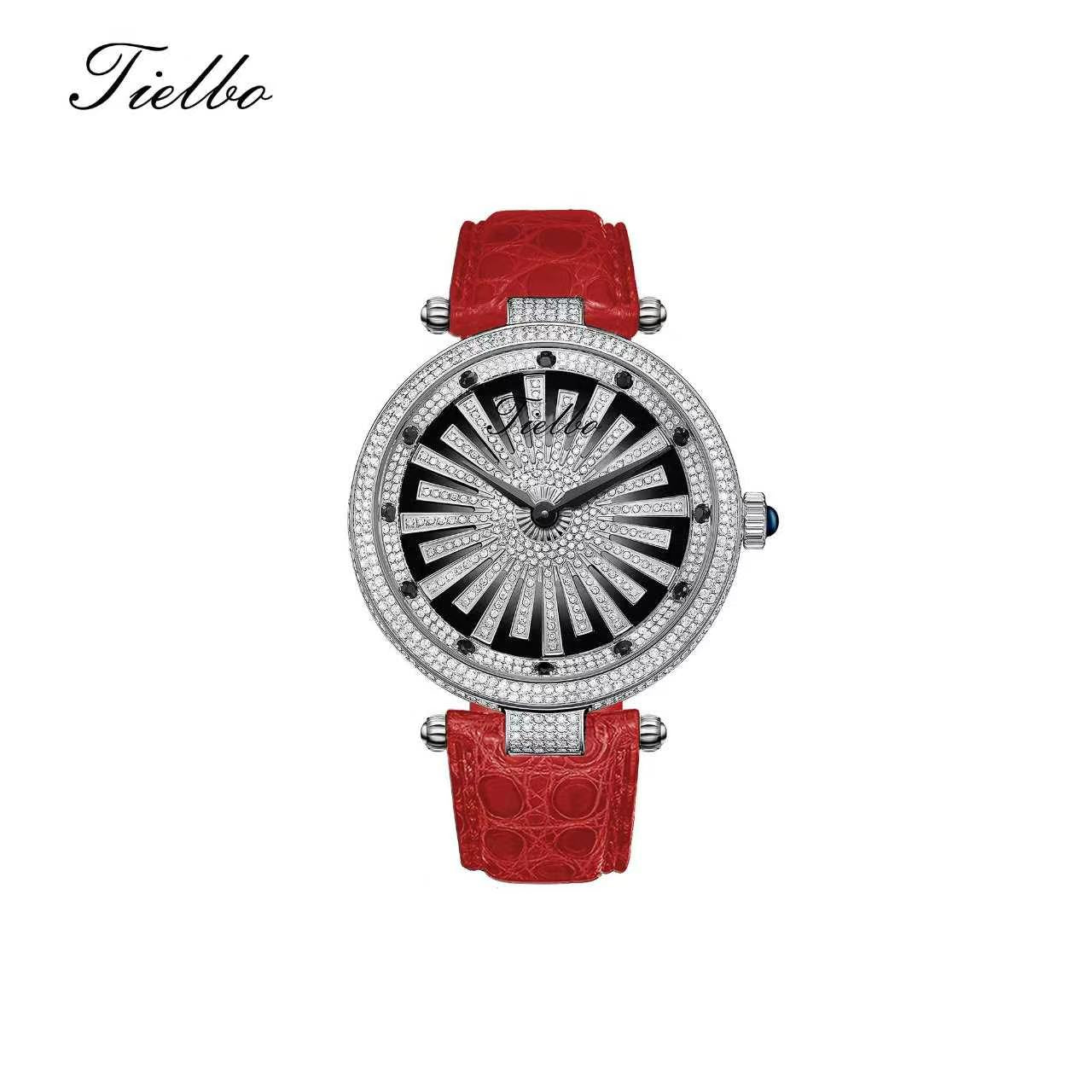 Women's Dawn Fortune Watch – Rotating Dial, Iced-Out, 42mm T127L