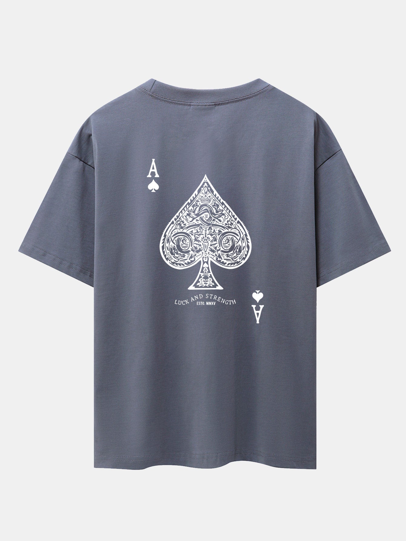 Ace Of Spades Print Drop Shoulder Oversize T-Shirt - Naturzy