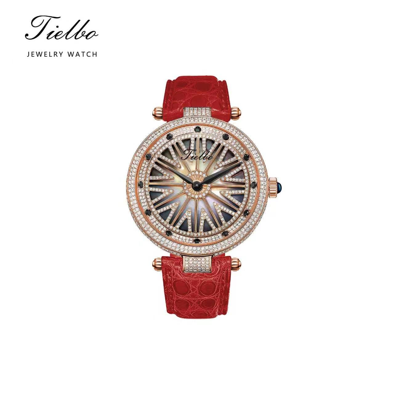 Women's Fortune Flow Watch – Rotating Dial, Iced-Out, 42mm T127L