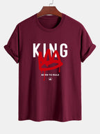 Regular Fit Crown King Print Cotton T-Shirt - Naturzy