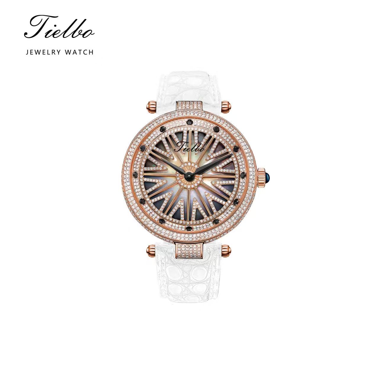 Women's Fortune Flow Watch – Rotating Dial, Iced-Out, 42mm T127L