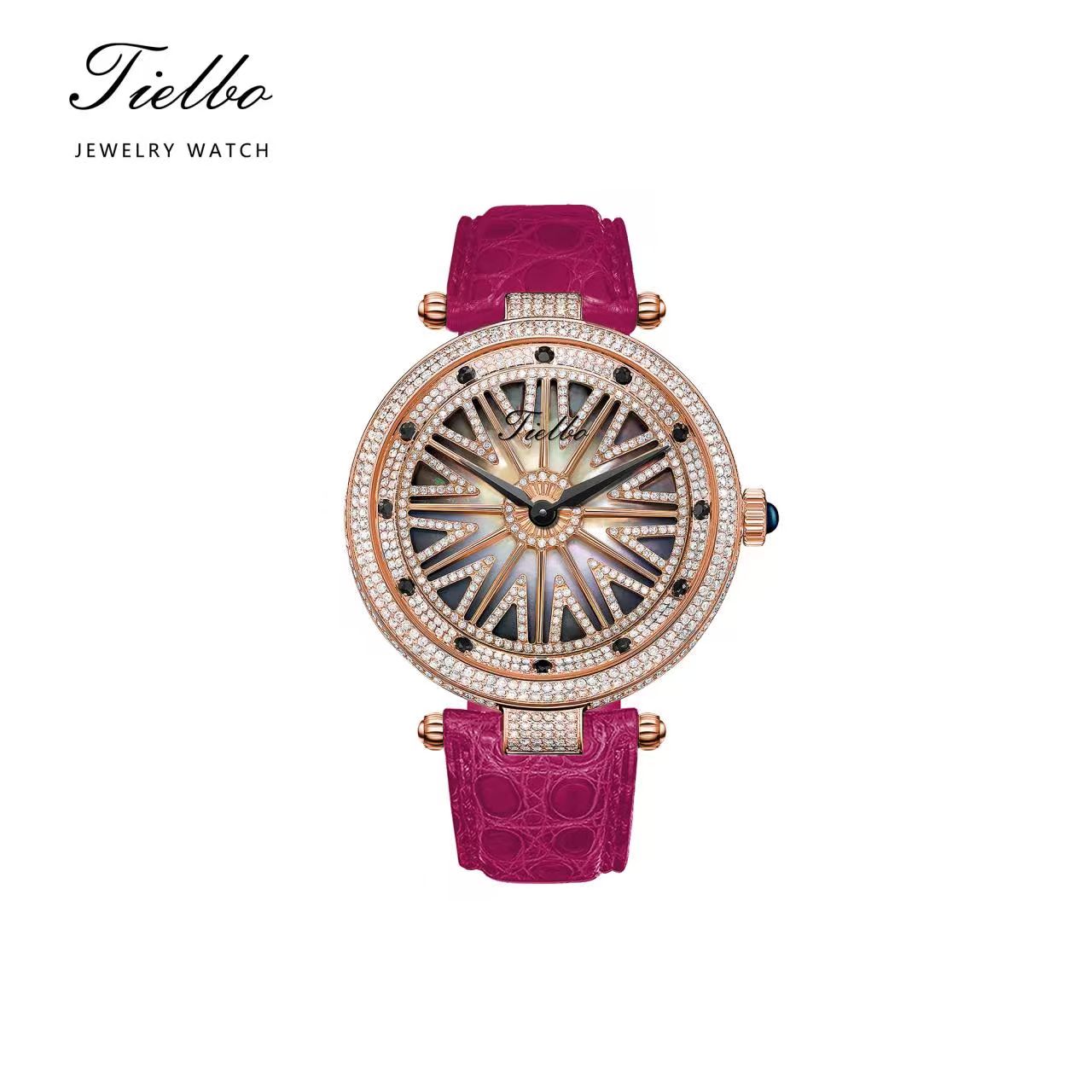 Women's Fortune Flow Watch – Rotating Dial, Iced-Out, 42mm T127L