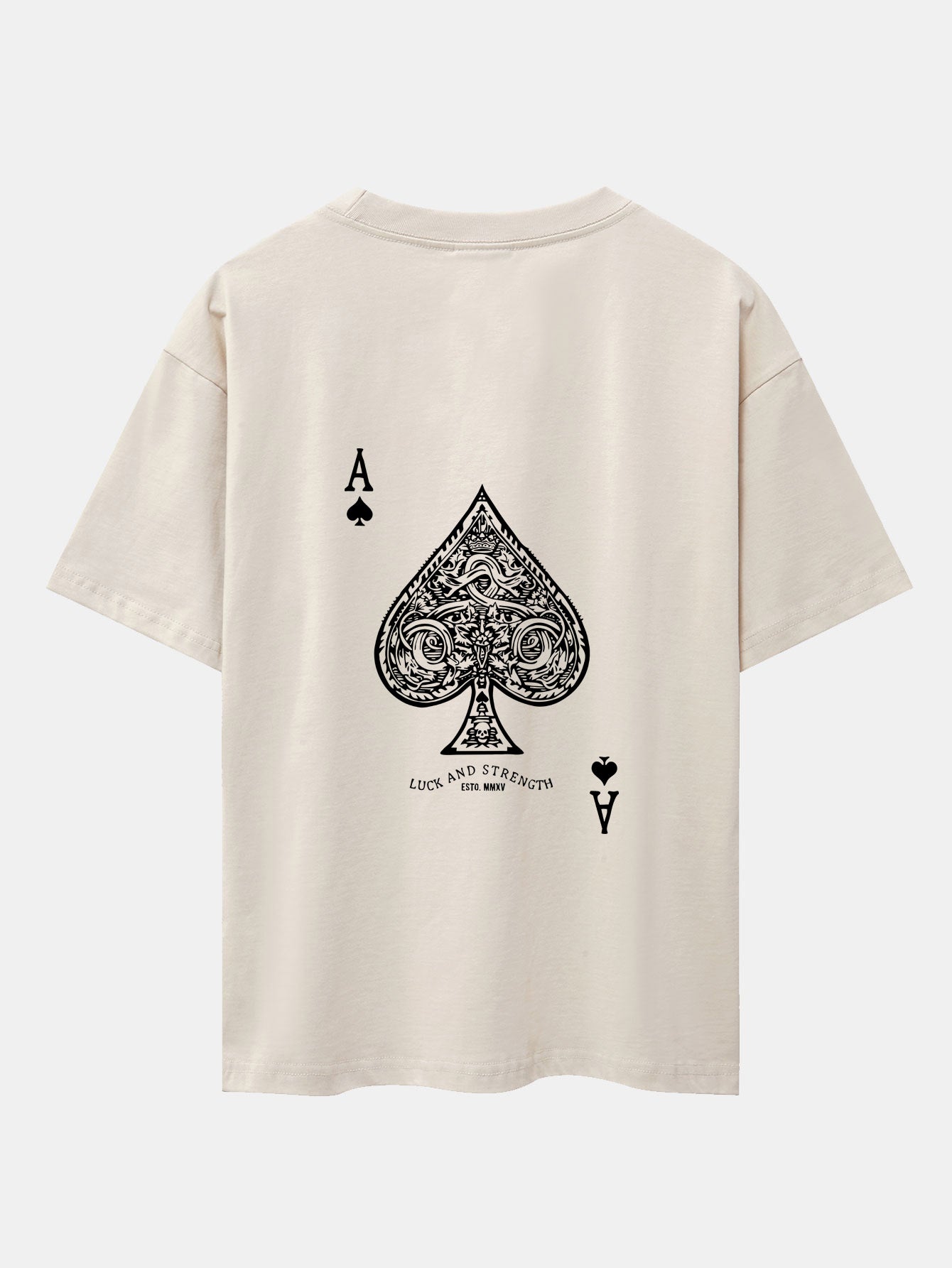 Ace Of Spades Print Drop Shoulder Oversize T-Shirt - Naturzy