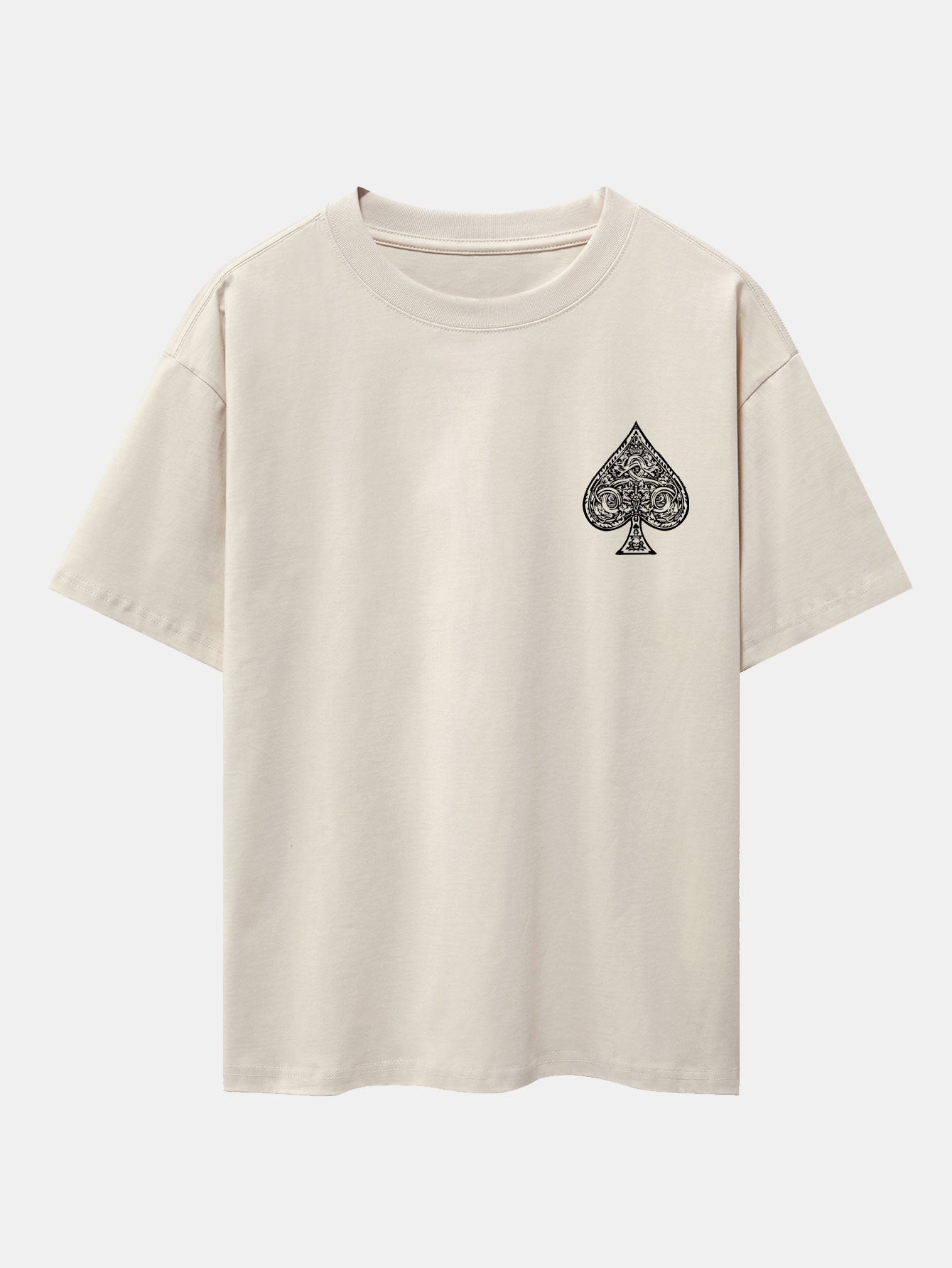 Ace Of Spades Print Drop Shoulder Oversize T-Shirt - Naturzy