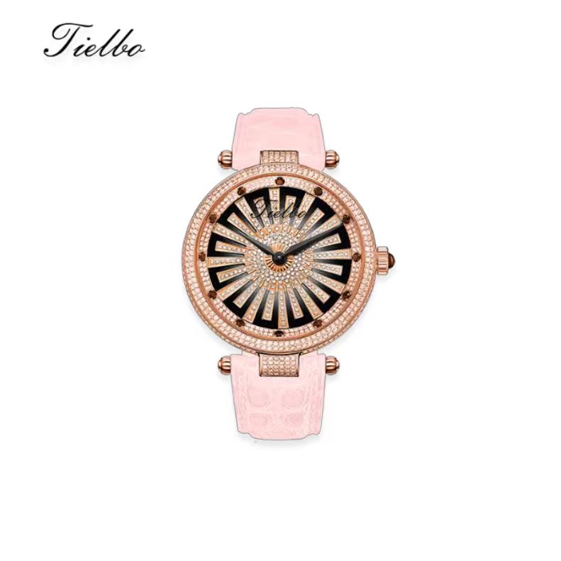 Women's Dawn Fortune Watch – Rotating Dial, Iced-Out, 42mm T127L