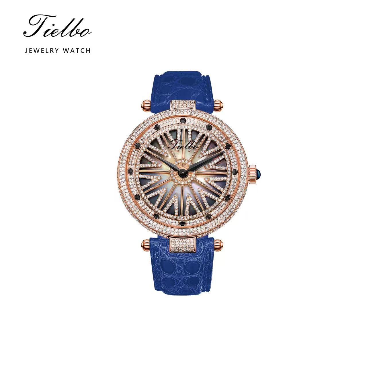 Women's Fortune Flow Watch – Rotating Dial, Iced-Out, 42mm T127L