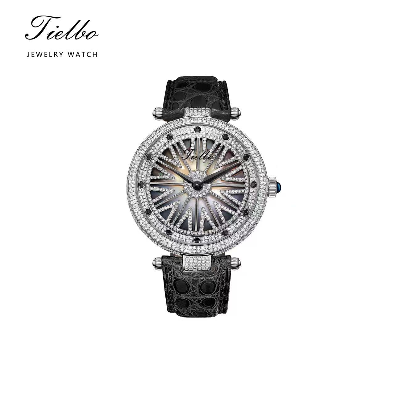 Women's Fortune Flow Watch – Rotating Dial, Iced-Out, 42mm T127L