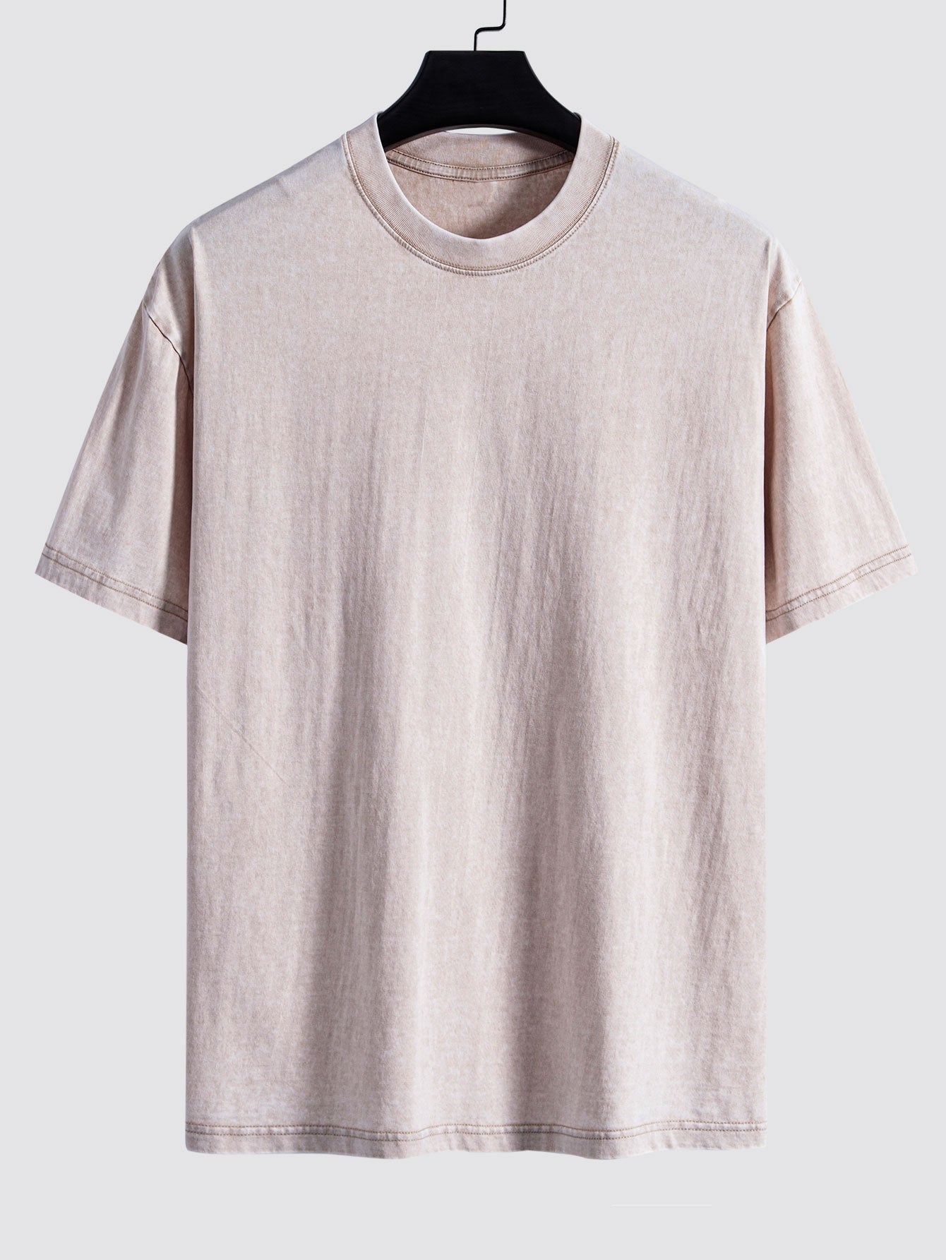 Basic Washed Distressed Drop Shoulder Oversize T-Shirt - Naturzy