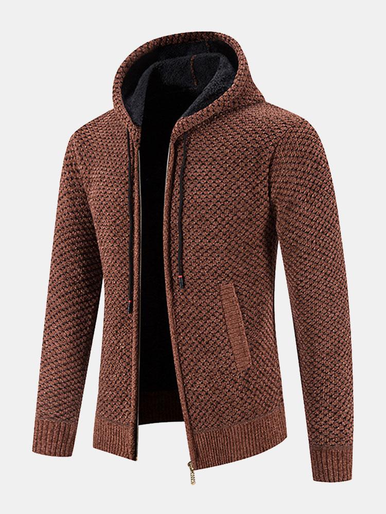Teddy Lined Textured Hooded Sweater - Naturzy