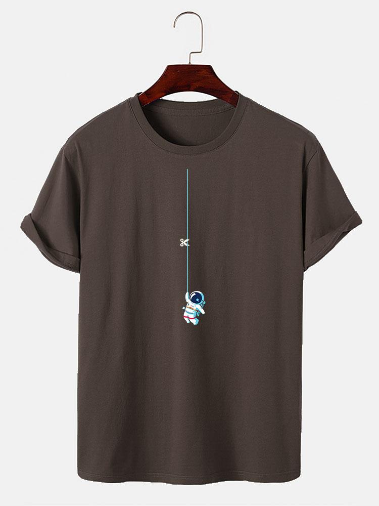 Astronaut On A String Print T-Shirt - Naturzy