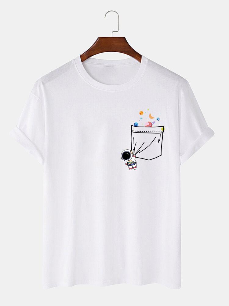 Astronaut Space Pocket Print T-Shirt - Naturzy
