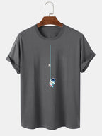 Astronaut On A String Print T-Shirt - Naturzy
