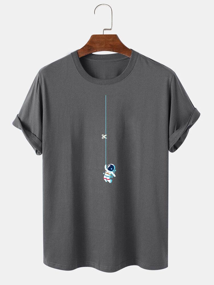 Astronaut On A String Print T-Shirt - Naturzy