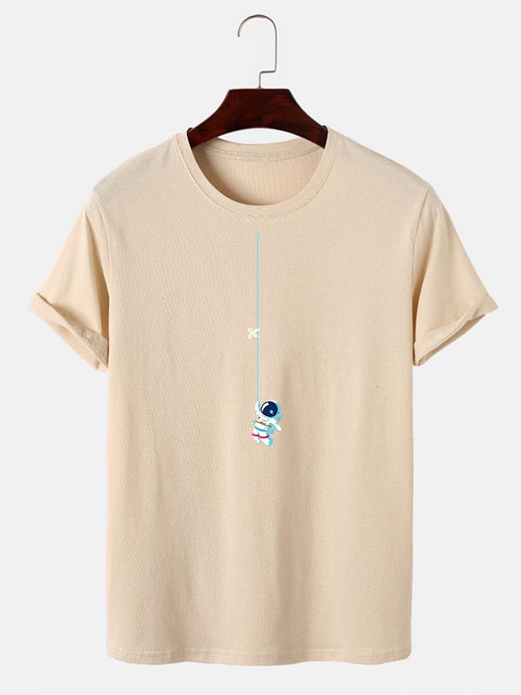 Astronaut On A String Print T-Shirt - Naturzy
