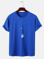 Astronaut On A String Print T-Shirt - Naturzy